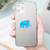 Süßer blauer großer Cartoon-Elefant mit Herz Aufkleber (Telefon)