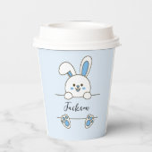 Süßer blauer Hase-Boy zum ersten Geburtstag Pappbecher (Rückseite)