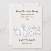 Süßer blauer Hase Junge wird 2 Einladung (Rückseite)