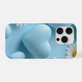 Süßer blauer Herz-Blumen-Handy-Aufkleber iPhone Hülle (Rückseite (Horizontal))