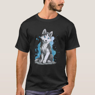 Süßer blauer Husky-Welpe Arktischer Wolf Fantasy T-Shirt