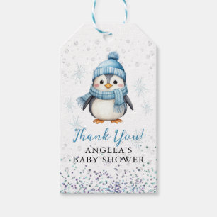 Süßer blauer Junge Pinguin Winter-Baby-Party Geschenkanhänger