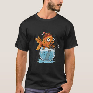 Süßer blauer Kawaii-Fisch-Cartoon-Aufkleber T-Shirt