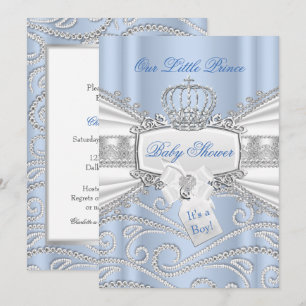 Süßer blauer kleiner Prinz Jungen Baby-Party Einladung
