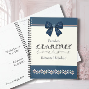 Süßer blauer Koketten-Schleifen-Klarinetten-Band-P Planer