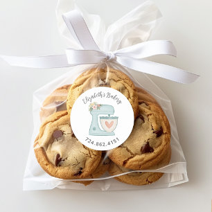 Süßer blauer Kuchengemischer, gebacken mit Liebe Runder Aufkleber