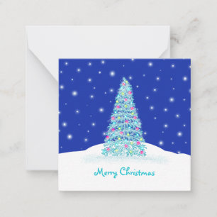 Süßer blauer Mini-Weihnachtsbaum Mitteilungskarte