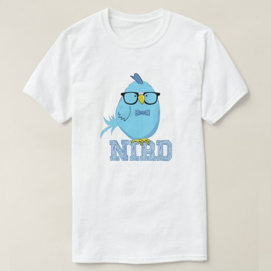 Süßer blauer Nerd-Vogel T-Shirt (Design vorne)