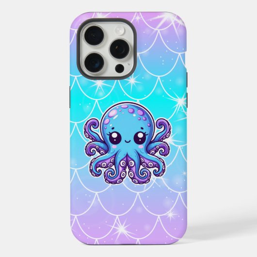 Süßer blauer Oktopus iPhone Hülle (Rückseite)