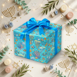 Süßer blauer Ozean Chanukka Geschenkpapier