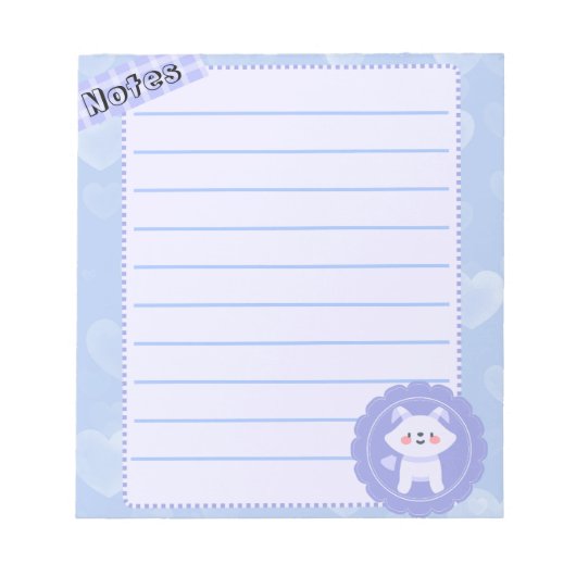 Süßer blauer Pastell-Babywolf Notizblock (Vorderseite)