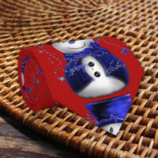 Süßer blauer Schneemann Weihnachten Krawatte