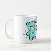 Süßer blauer Teddybär mit Herz Liebe Kaffeetasse (Links)