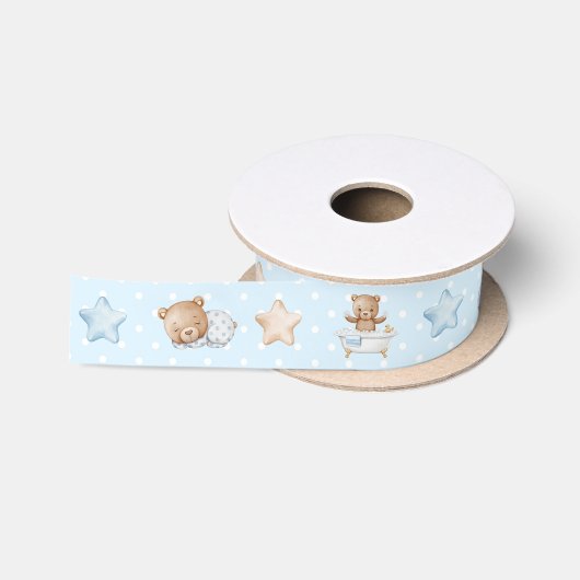 Süßer blauer Teddybär Satinband (Spule)