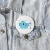 Süßer blauer tropischer Fisch mit rosa Flossen Button (Beispiel)