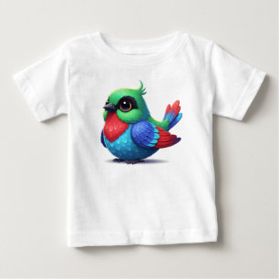 Süßer blauer und gelber Cartoon-Vogel Baby T-shirt