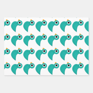 Süßer blauer Vogel Geschenkpapier Set