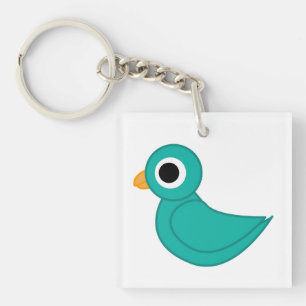 Süßer blauer Vogel Schlüsselanhänger