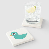 Süßer blauer Vogel Steinuntersetzer (Seitenansicht)