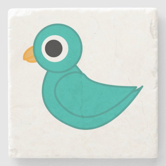 Süßer blauer Vogel Steinuntersetzer (Vorderseite)