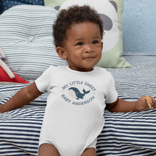 Süßer blauer Wal-Delfin-Meeres-Cartoon Baby Strampler