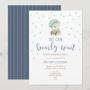 Süßer blauer Wald Vintage Teddybär Baby Shower Einladung