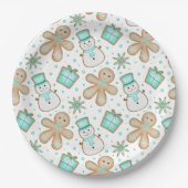 Süßer blauer Weihnachts-Gingerbread-Mann Pappteller (Vorderseite)