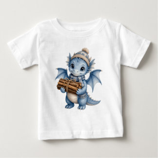 Süßer blauer Winter-Babydrache mit Feuerholz für K Baby T-shirt