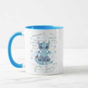 Süßer blauer Winterdrache – Magische Schneeflocke Tasse