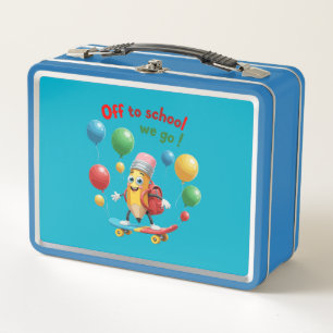 Süßer Bleistift auf Skateboard   Lustiger Rückkehr Metall Brotdose