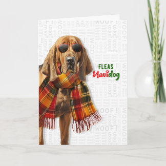 Süßer Bloodhound-Hund Lustige Flöhe Navidog Weihna Feiertagskarte
