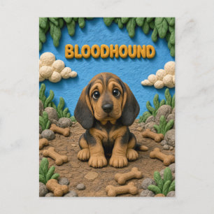Süßer Bloodhound-Welpe, Babyhund Postkarte