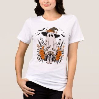 Süßer Blumen-Geister-Henkerhut Halloween Tri-Blend Shirt