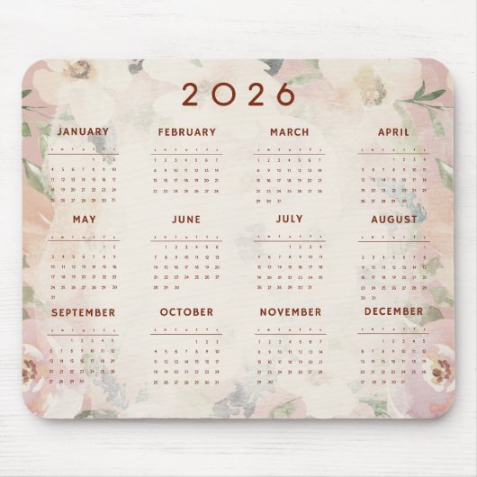 Süßer Blumenkalender 2026 Mousepad (Vorne)