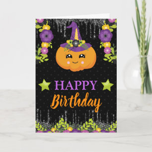 Süßer Blumenkürbis Blumen Halloween Geburtstag Karte