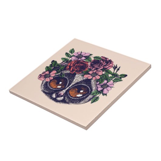 Süßer BlumenLemur Fliese (Seite)