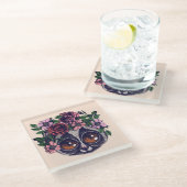 Süßer BlumenLemur Glasuntersetzer (Schrägansicht)