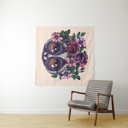 Süßer BlumenLemur Wandteppich (Beispiel (Horizontal))