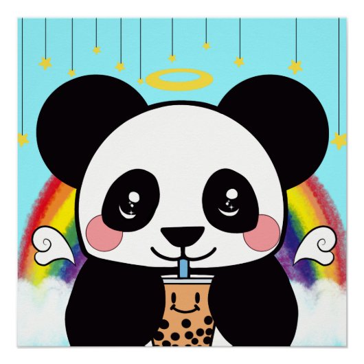 Süßer Boba-Panda-Bär Poster (Vorderseite)
