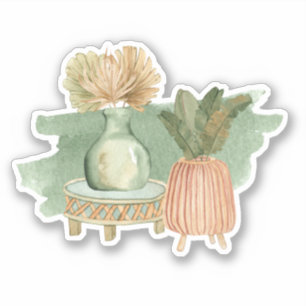 Süßer Boho-Blumen-Pastell-Blatt-Grün-Aufkleber Aufkleber