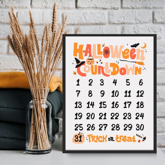 Süßer Boho-Halloween-Countdown-Poster Poster