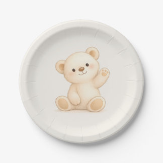 Süßer Boho-Teddybär-Baby-Party Neutral Pappteller