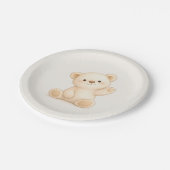 Süßer Boho-Teddybär-Baby-Party Neutral Pappteller (Schrägansicht)