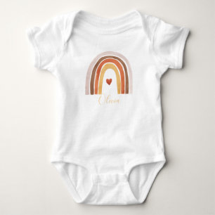 Süßer Boho-Wasserfarben-Regenbogen-Herz mit indivi Baby Strampler