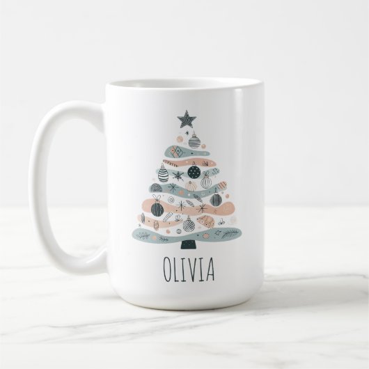 Süßer Boho-Weihnachtsbaum Kaffeetasse (Links)