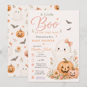 Süßer Boo Halloween-Baby-Party - Rosa Kürbis Einladung