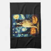 Süßer Border Collie Hund Halloween Jack O Lantern  Geschirrtuch (Vertikal)