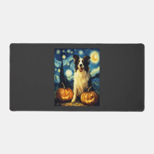 Süßer Border Collie Hund Halloween Jack O Lantern Schreibtischunterlage