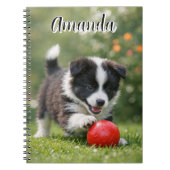 Süßer Border Collie mit rotem Ball Notizblock (Vorderseite)