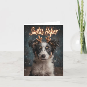 Süßer Border Collie-Welpe als Santas Helfer Feiertagskarte